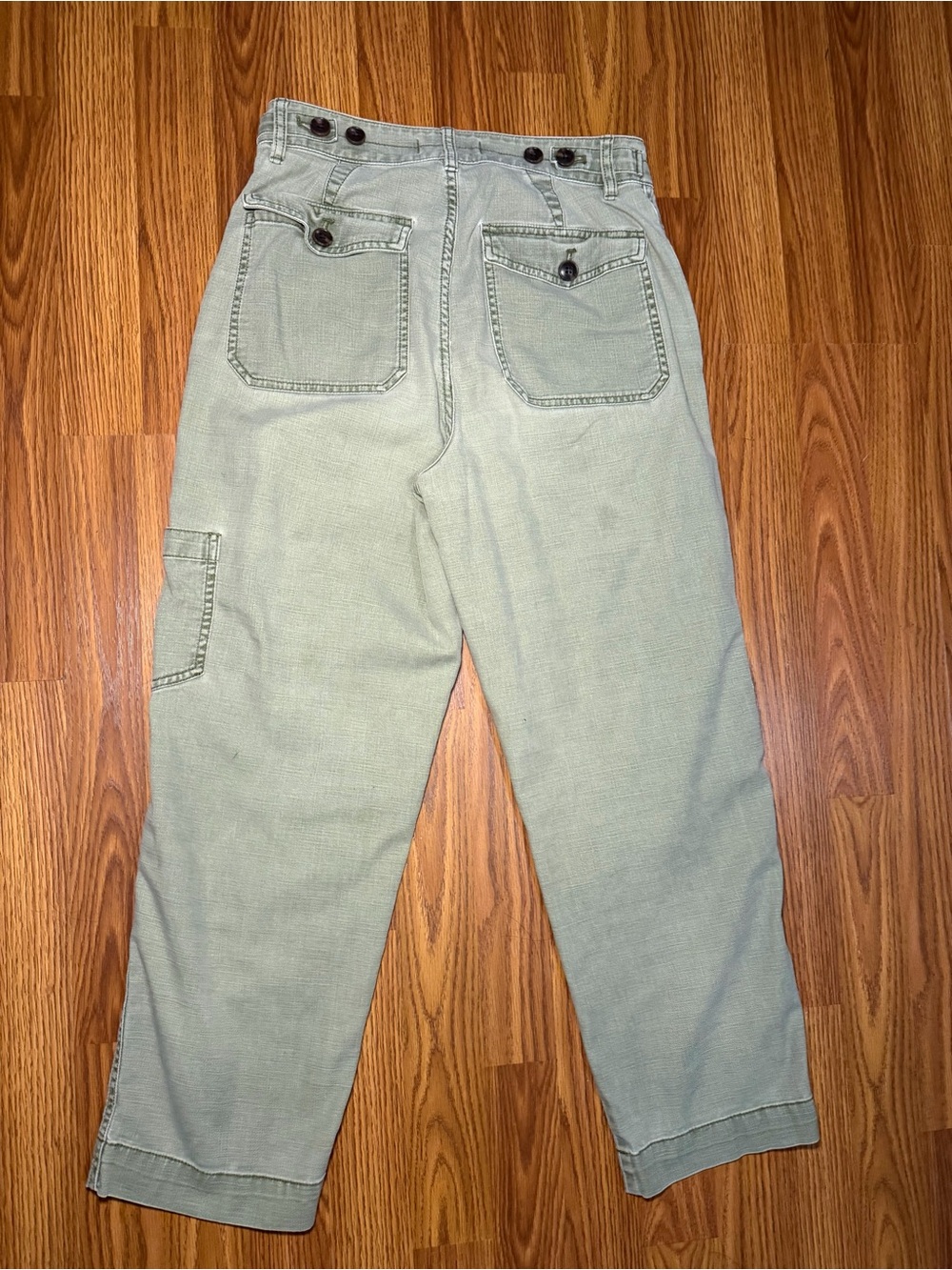 Madewell High Rise Cargo Utility Bootcut Crop Green Boho Pants 26 - Picture 3 of 5